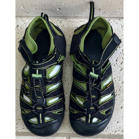 Keen NEWPORT H2 Youth Kids Black Lime Green Waterproof Sandals Size 5 - Picture 3 of 15